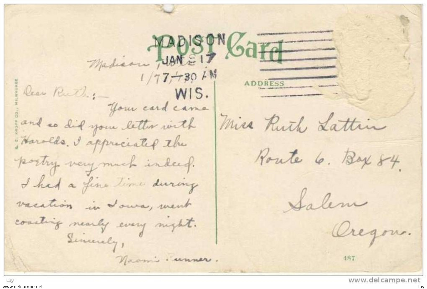 MADISON  Wis, PC - University Drive, Used 1917 - Madison