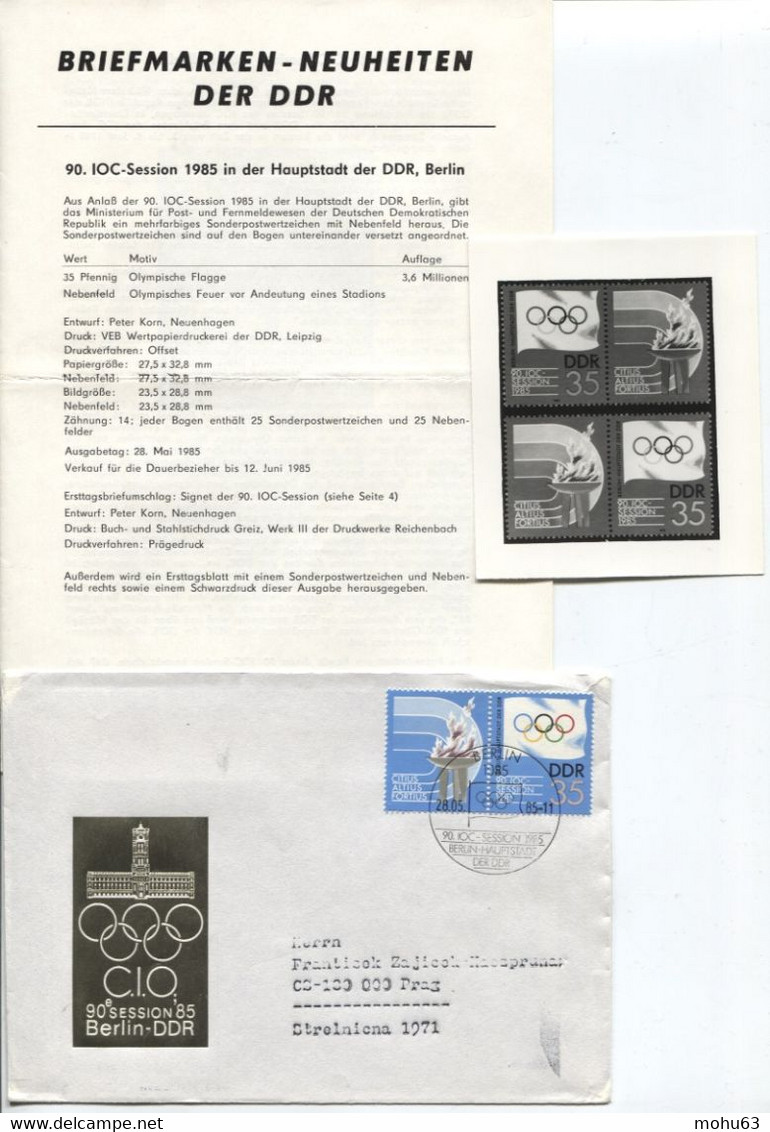 DDR # 2949 IOC Pressemitteilung + FDC + Fotovorlage, SELTEN! Olympisches Komitee. - Covers & Documents