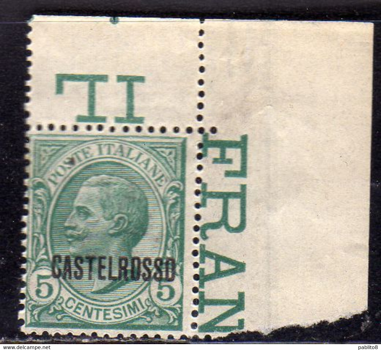 CASTELROSSO 1922 SOPRASTAMPATO D'ITALIA ITALY OVERPRINTED CENT. 5c MNH - Castelrosso