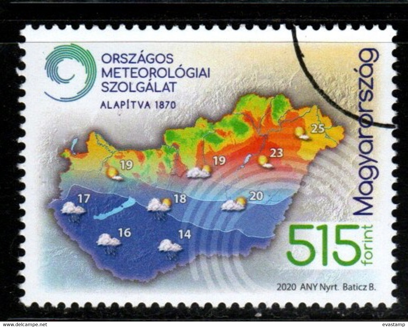 HUNGARY - 2020. SPECIMEN - 150th Anniversary Of  The Hungarian Meteorological Service / Map MNH!!! - Prove E Ristampe