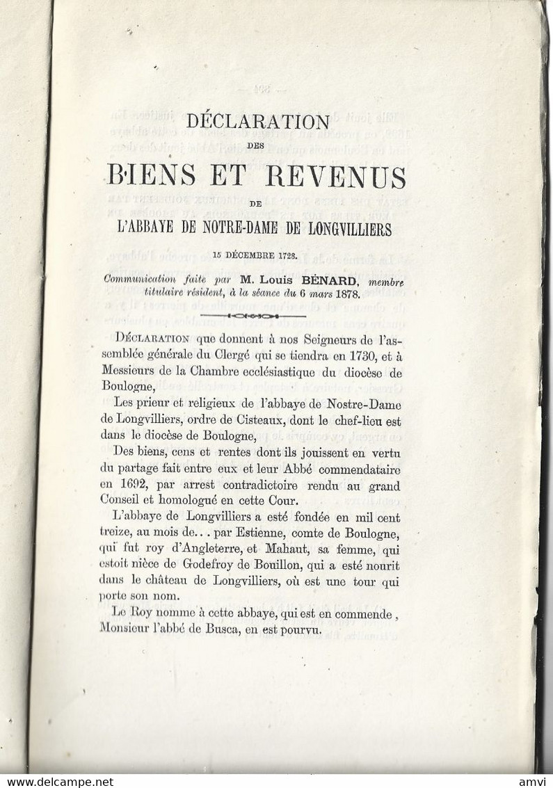 (sam So) Société Académique De Boulogne: Biens De L' Abbaye De Longvilliers - Picardie - Nord-Pas-de-Calais