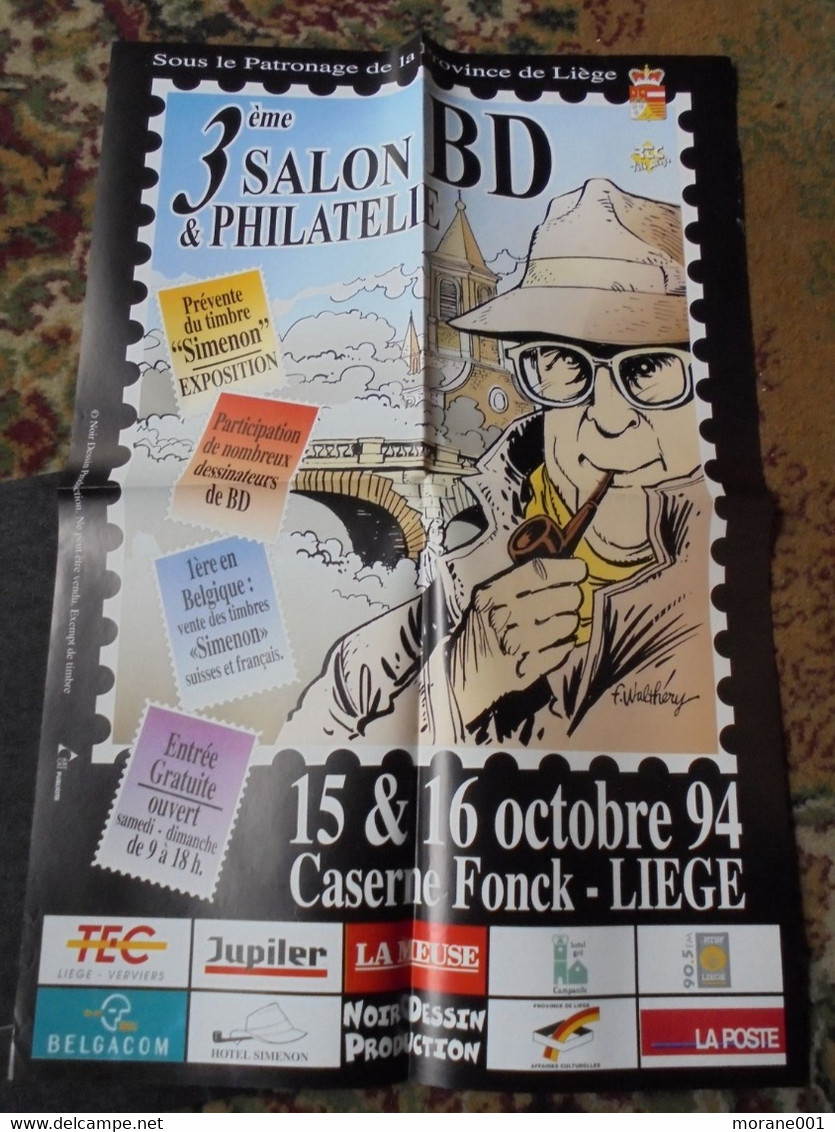Affiche Promotionnelle 3e Salon B.D Liege 1994 Format  60 X 40 Walthery Simenon Natacha Bon Etat - Affiches & Offsets