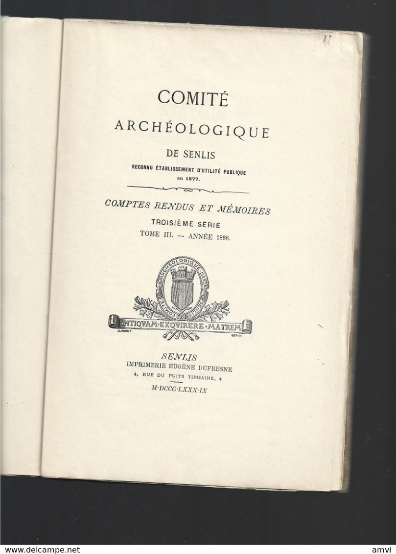 (sam So) Comite Archeologique De Senlis Tome 3 1888 - Picardie - Nord-Pas-de-Calais