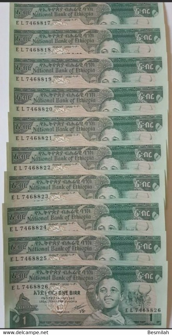 Ethiopia 1 Birr 1991 P-41 UNC Ten Pieces From A Bundle = 10 Birrs - Aethiopien