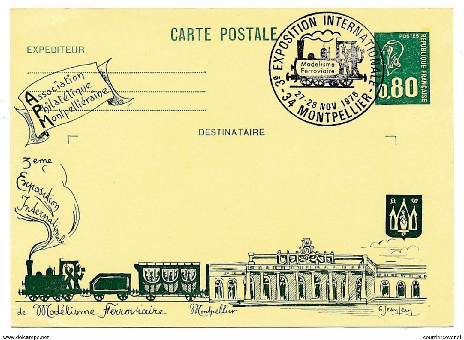 FRANCE - 2 Entiers 0,80 Bequet Repiquage  Et Oblitérations "Exposition Internationale De Modélisme Ferroviaire" Nov 1976 - Overprinter Postcards (before 1995)