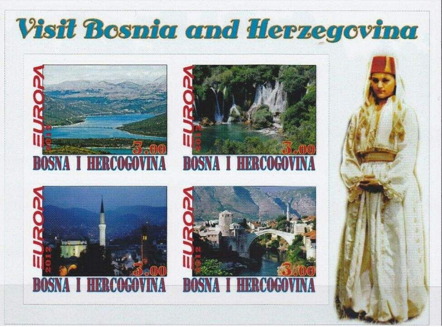 BOSNIA HERCEGOVINA - 2012 - Europa, Visit Bosnia And Hercegovina - Imperf 4v Souv Sheet-Mint Never Hinged- Private Issue - Bosnië En Herzegovina