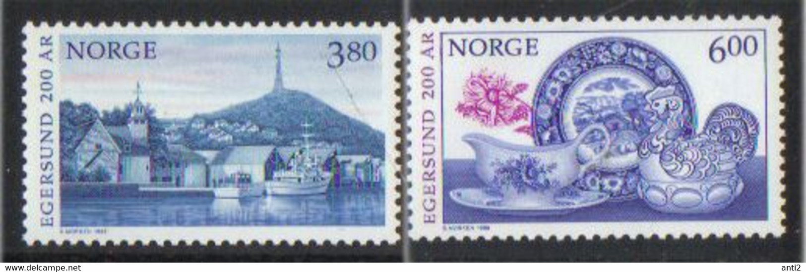 Norway 1998 200 Years City Egersund, Harbour,  Faience From Egersund Porcelen. Mi 1278-1279,MNH(**) - Neufs