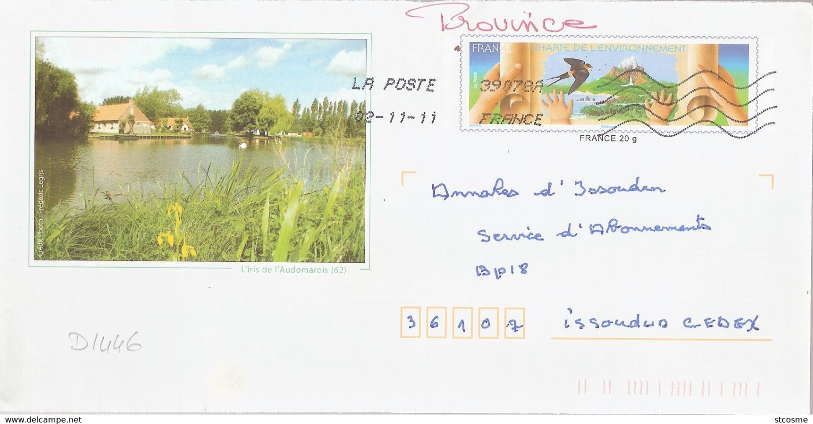 D1446 - Entier / Stationery / PSE - PAP Charte De L'environnement - L'iris De L'Audomarois - Agrément 809 - 42J/06F657 - Prêts-à-poster:  Autres (1995-...)