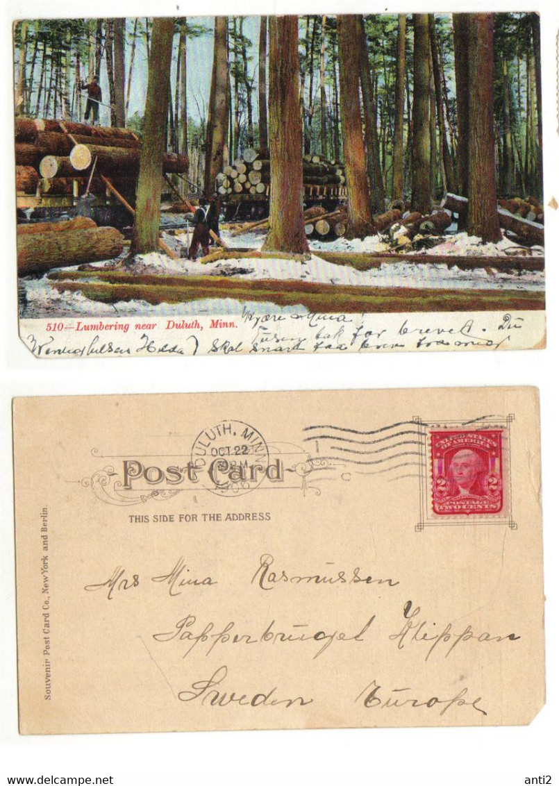 USA  1906 Card 510 Lumbering Timber Near Duluth Minnesota, Cancelled Duluth Minn. Oct 22 1906 - Duluth