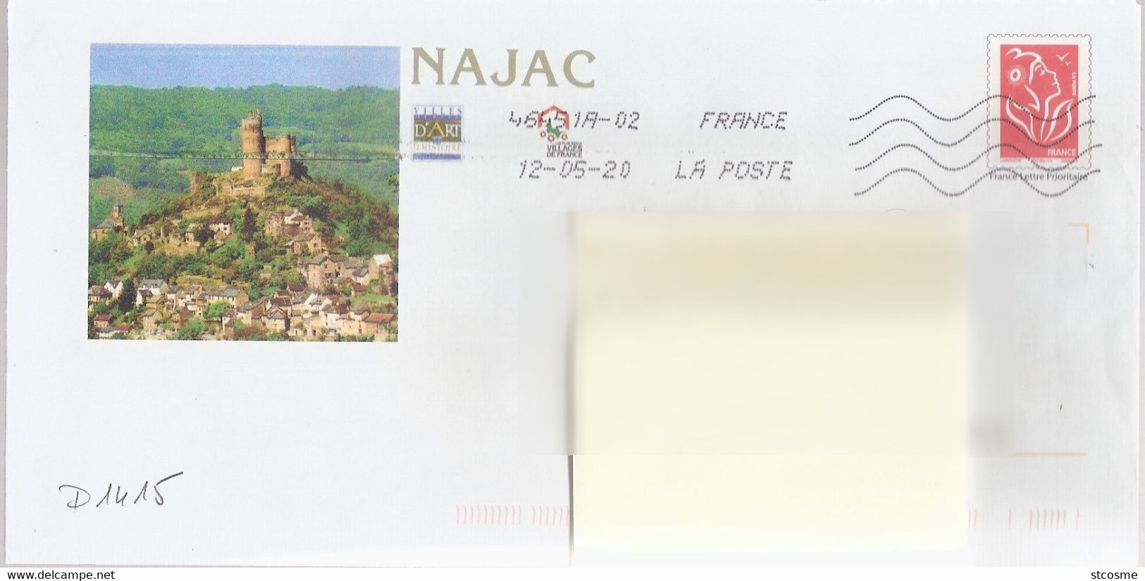 D1415 - Entier / Stationery / PSE - PAP Lamouche, Najac - Agrément 890 - G4S/08R142 - Prêts-à-poster:Overprinting/Lamouche