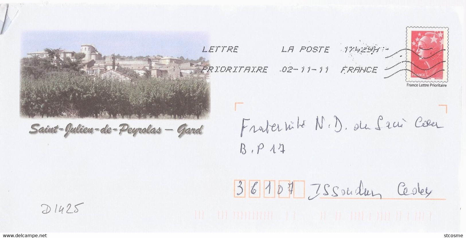 D1425 - Entier / Stationery / PSE - PAP Beaujard, St Julien De Peyrolas (30) - Agrément 809 - G45/09R250 - PAP: Aufdrucke/Beaujard