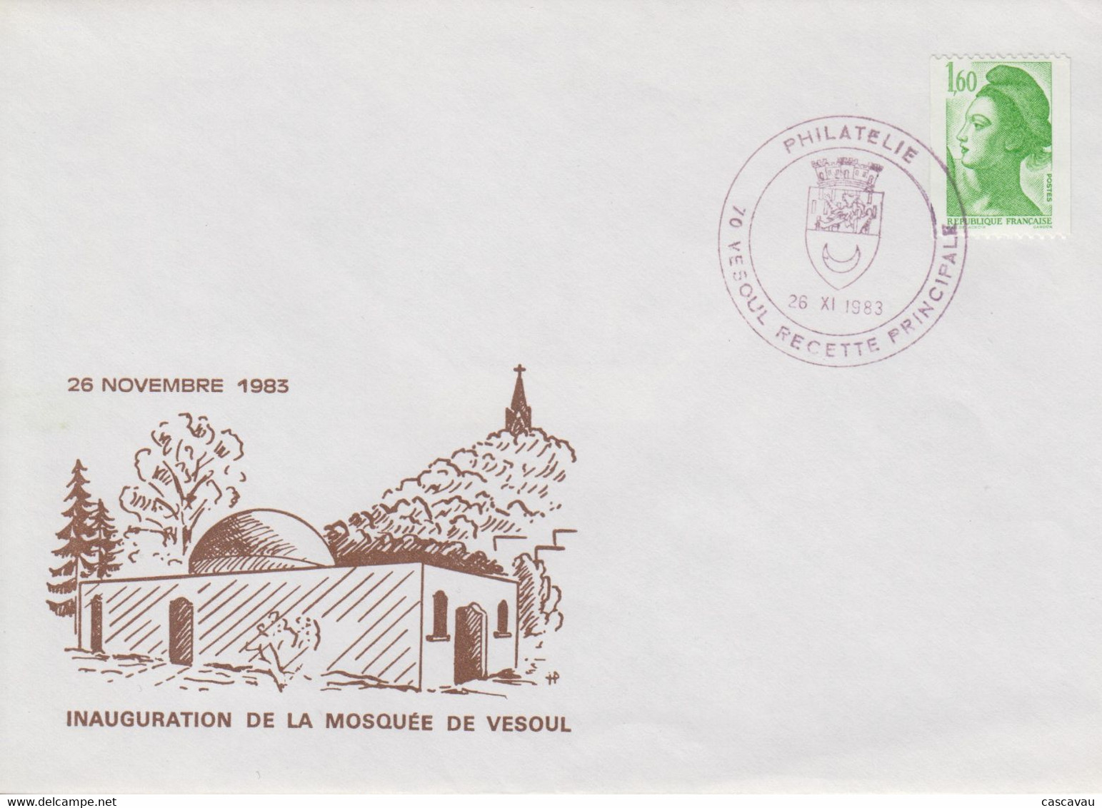 Enveloppe   FRANCE   Inauguration    Mosquée  De  VESOUL   1983 - Mosquées & Synagogues