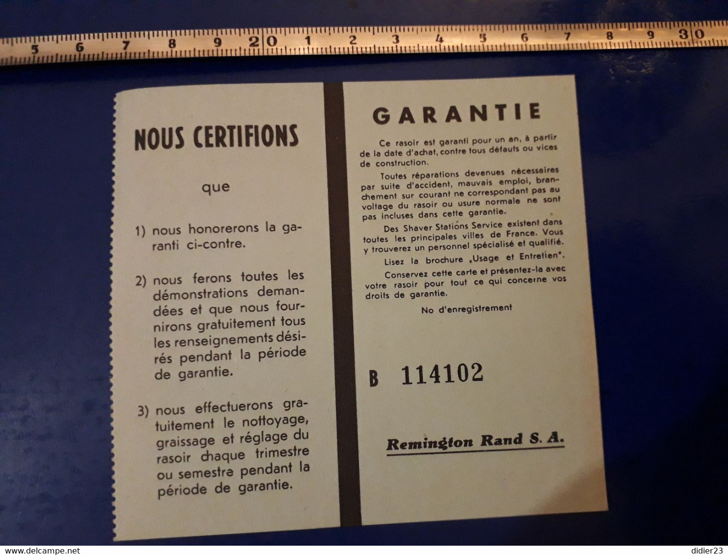 1957 PUBLICITE REMINGTON RASOIR AVEC PAPIER DE GARANTIE BD JEAN JAURES BOULOGNE  18 PAGES - Publicités