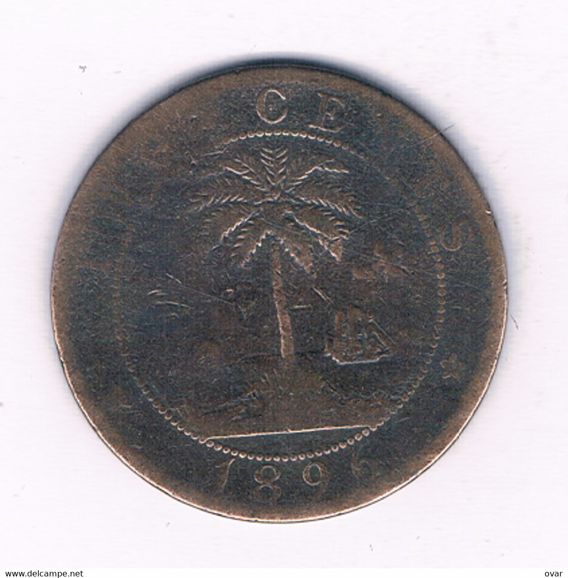 TWO CENTS 1896 -RARE-(mintage 323000 Ex) LIBERIA /3895/ - Liberia