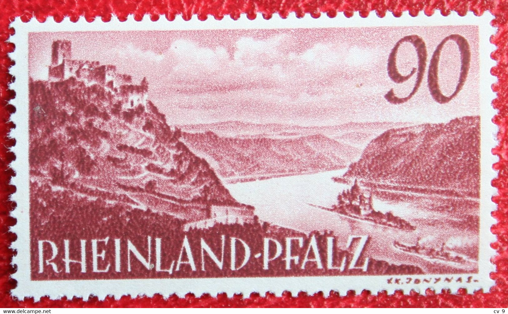 90 Pf Gutenfels Castle RHEINLAND-PFALZ Französische Zone Mi 41 Yv 38 1948 1949 POSTFRIS MNH ** Germany  BRD Allemange - Otros & Sin Clasificación