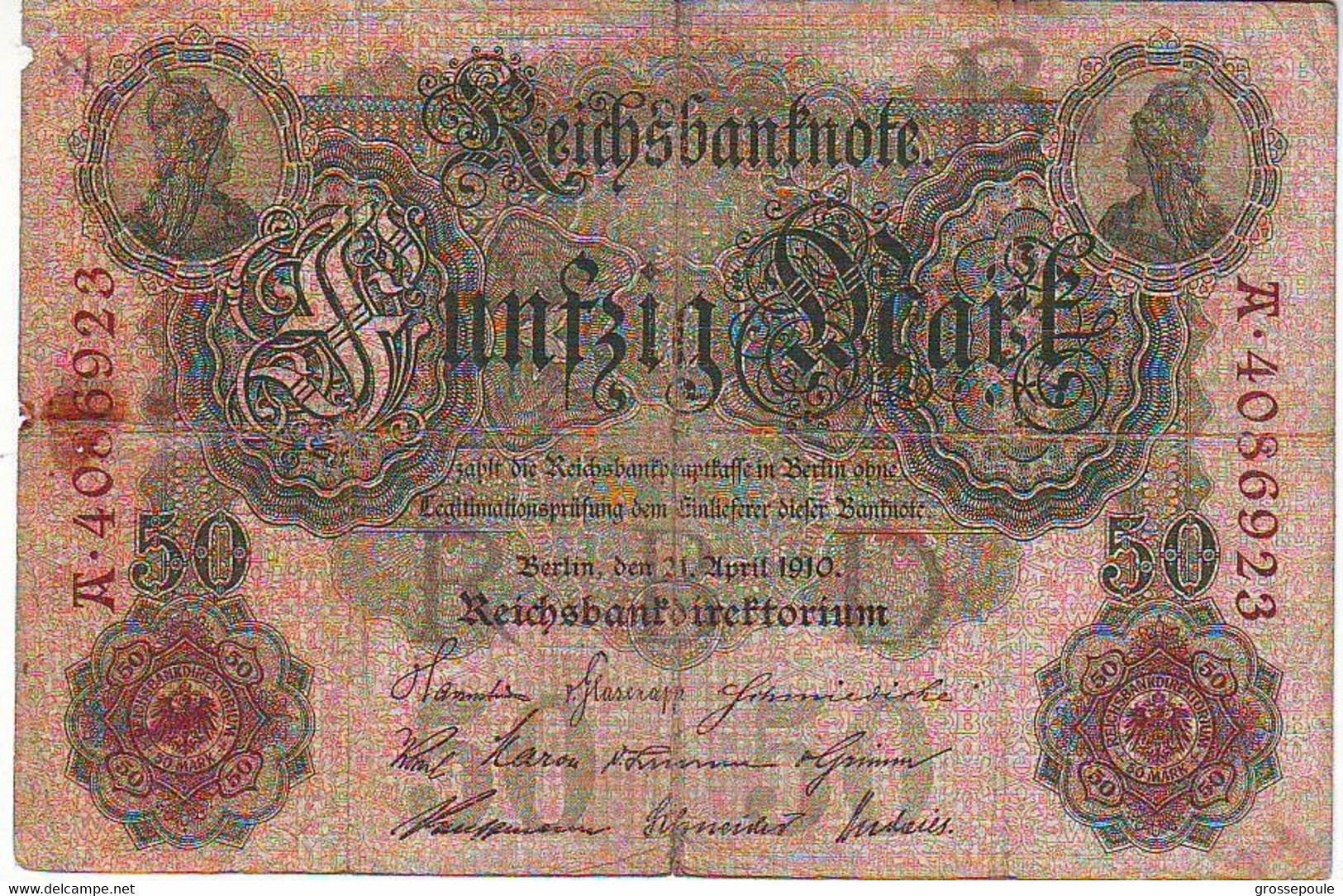 ALLEMAGNE - GERMANY - RARE ** 50  Reichsmark 21/4/1910 - TTB Série Marron ** 7 Chiffres **  RARE - 50 Mark