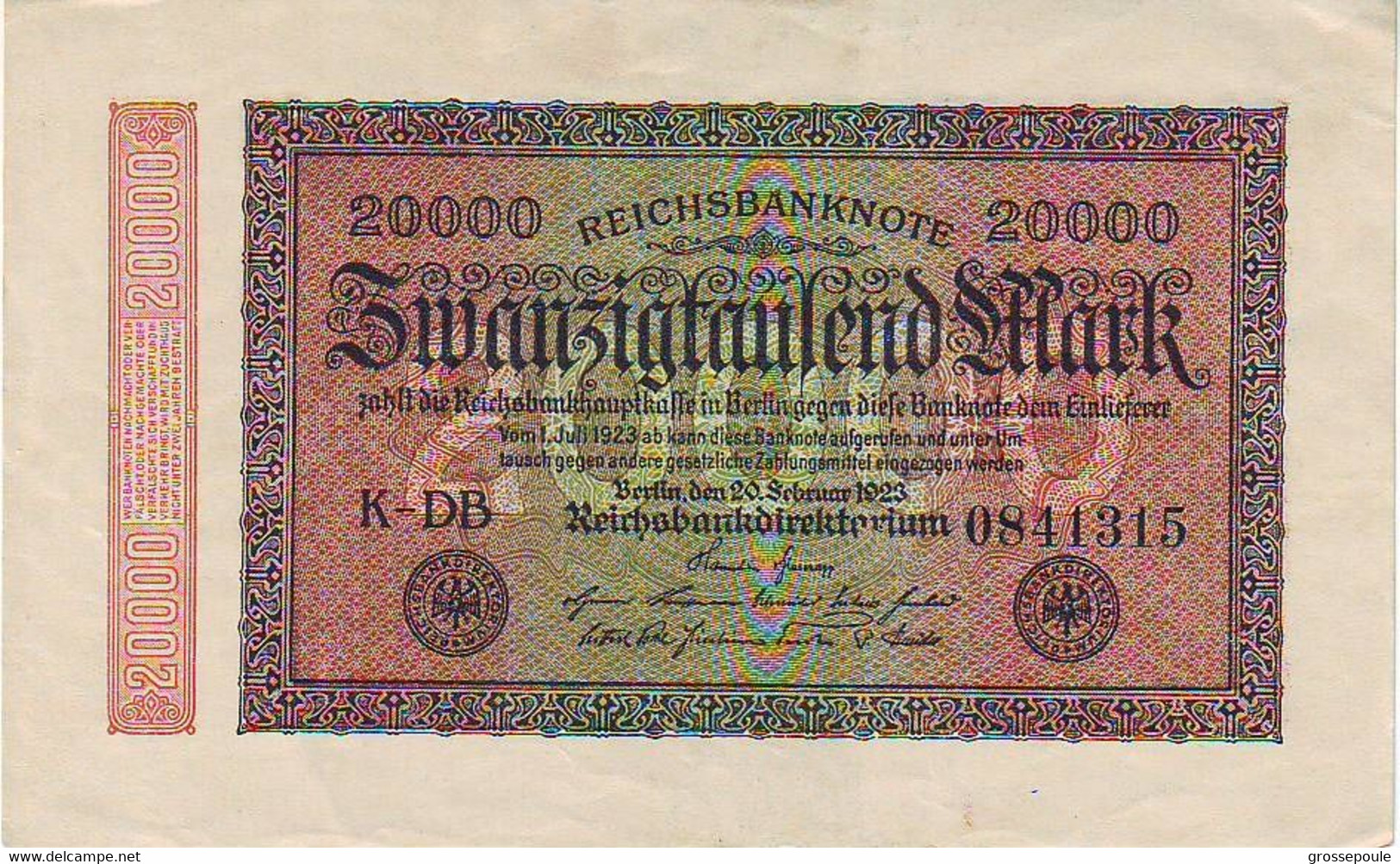 20 000 Mark "reichsbanknote" Du 20-février-1923 - SPL + ( Var. 7 Chiffres ) - 20.000 Mark