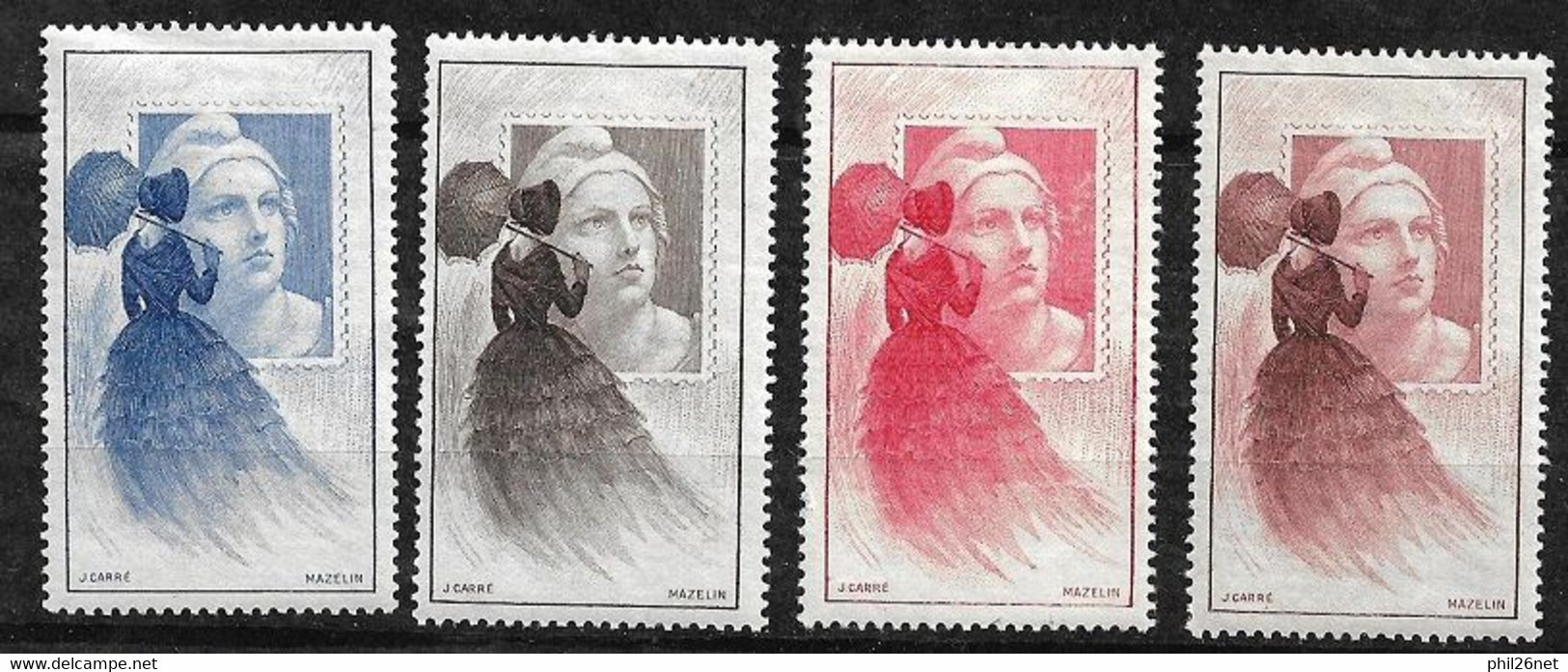 France 4  Vignettes Mazelin Marianne De Gandon    Neufs  *      B/TB Voir  Scans   - Philatelic Fairs