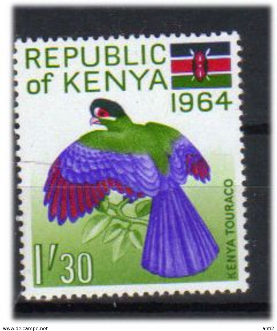 Kenya 1964 Day Of The Republic: Bird, Hartlaub's Turaco, (Tauraco Hartlaubi)  MI 18 MNH(**) - Kenya (1963-...)