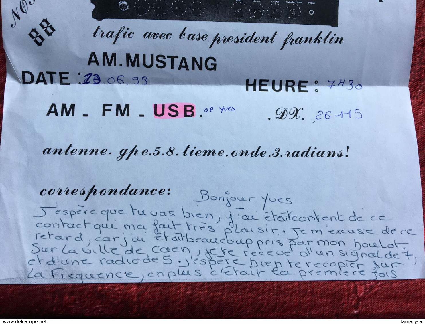 RADIO AMATEUR CONTACT/STATION-☛CAEN-Bravo/Tango/Bruno Opérateur TSF Confirmation-Certificat QSL Fréquence-signal-Antenne - Autres & Non Classés