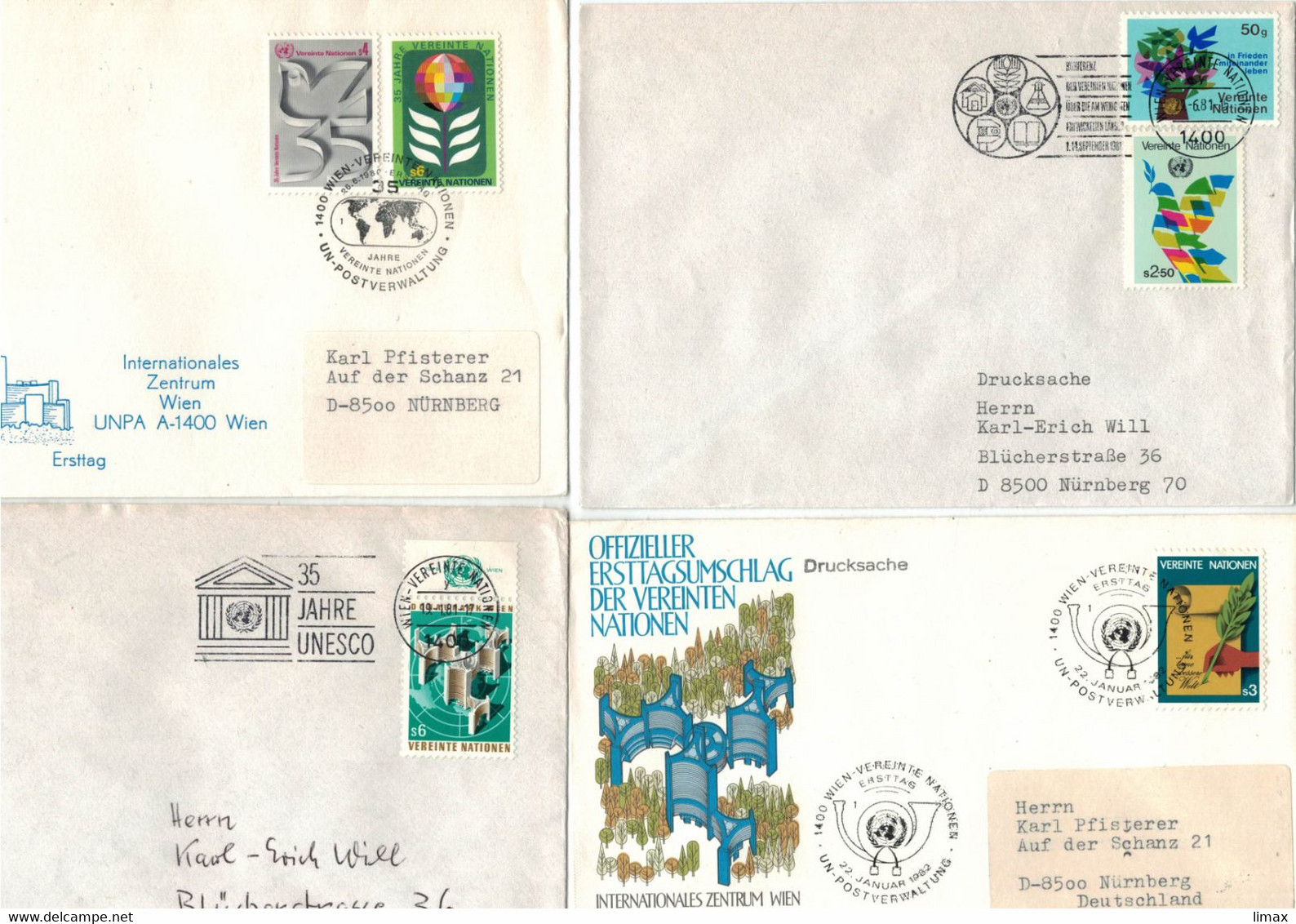 UN Vereinte Nationen Frieden - Friedenstaube - Unesco Uno-City - Für Eine Bessere Welt - Storia Postale