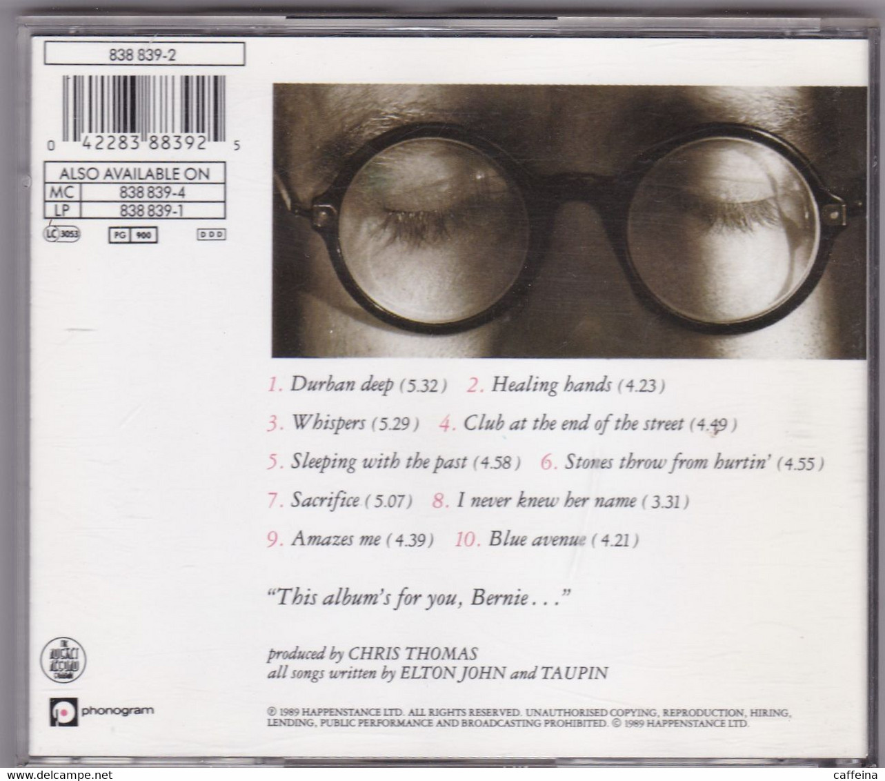 CD COMPACT DISC ELTON JOHN SLEEPING WITH THE PAST - Rock