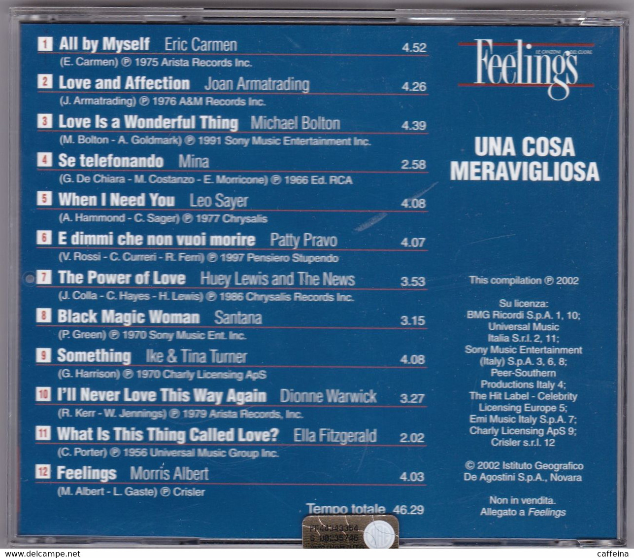 CD COMPACT DISC FEELING UNA COSA MERAVIGLIOSA LE CANZONI DEL CUORE - Compilations