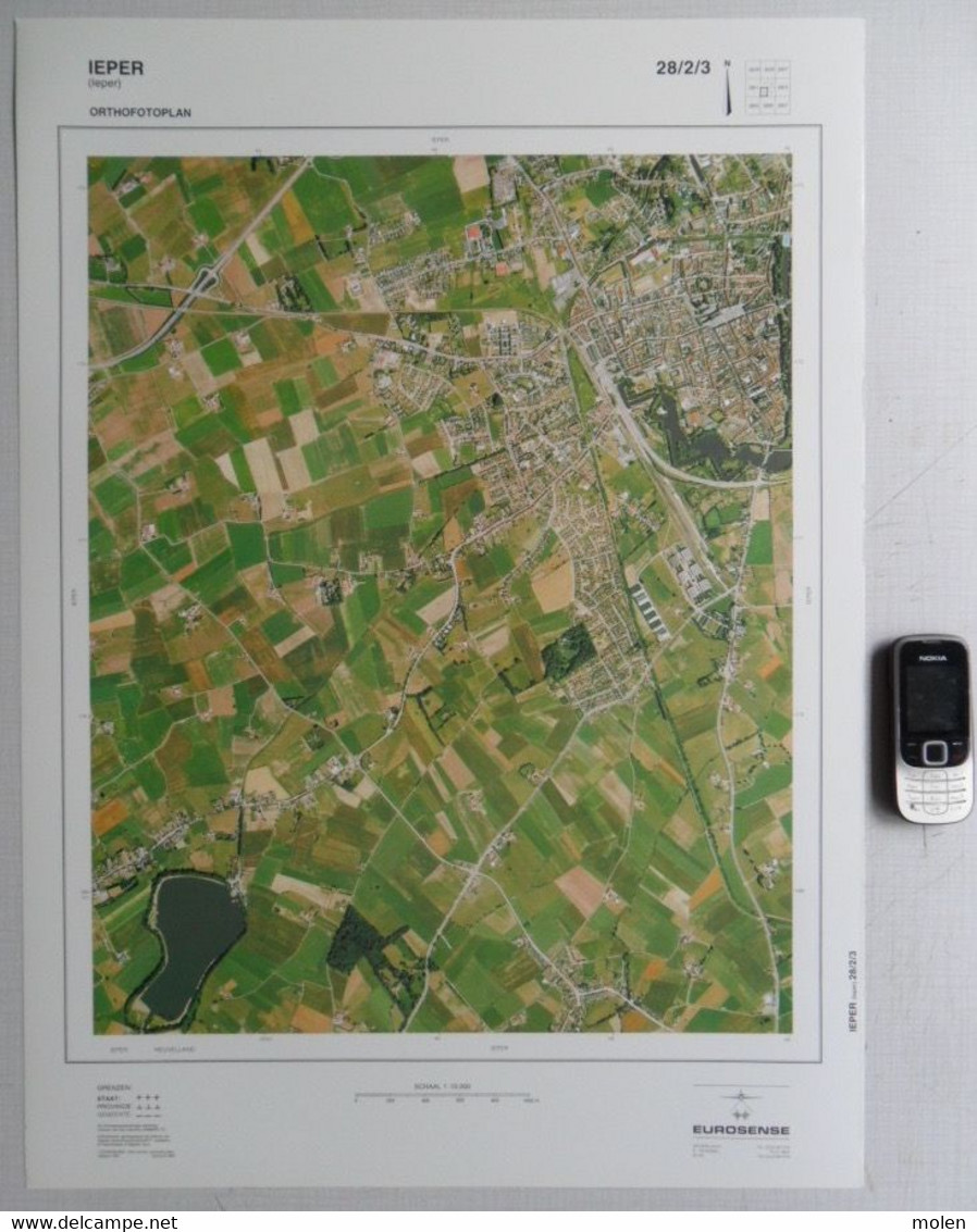 IEPER In 1990 GROTE-LUCHT-FOTO KRUISSTRAAT DIKKEBUS VOORMEZELE KAART 48x67cm ORTHOFOTOPLAN PHOTO AERIENNE LUCHTFOTO R733 - Ieper