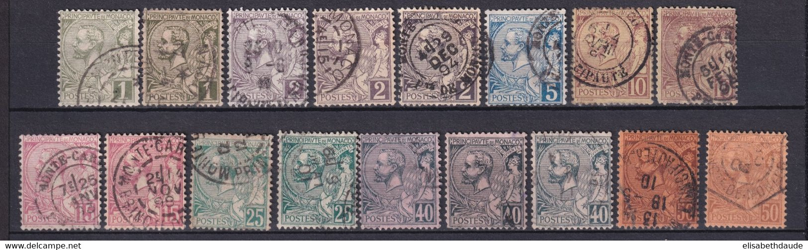 MONACO - 1891 - YVERT N°11/18 OBLITERES BELLES VARIETES De TEINTES ! - COTE = 175+ EUROS - Used Stamps