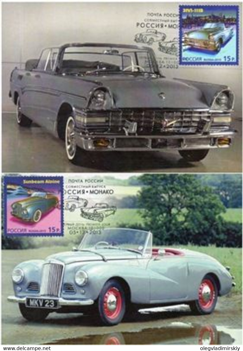 Russia 2013 Joint Monaco History Of Luxury Automobiles Set Of 2 Maxicards - Andere & Zonder Classificatie