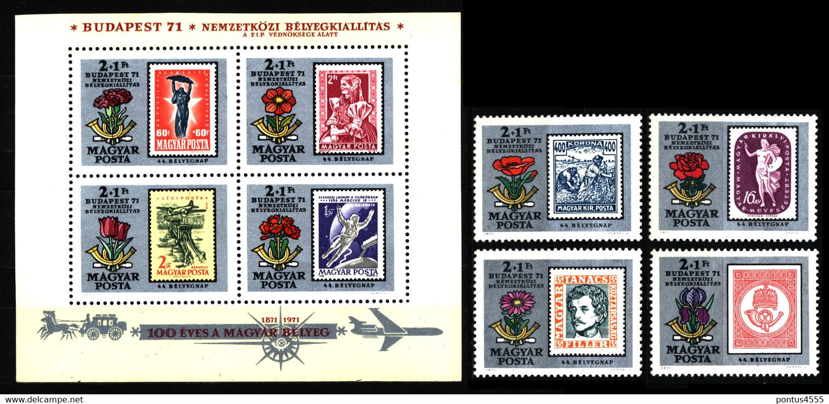 Hungary 1971 Mi 2684-2687, Sh83 - 44th Stamp Day - NG - Autres & Non Classés