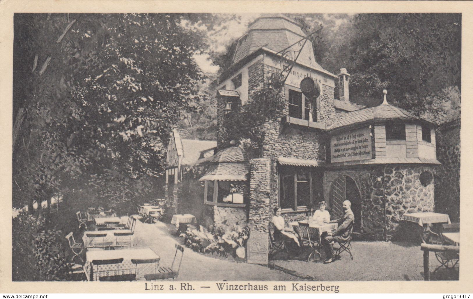 4495) LINZ A. RH. - WINZERHAUS Am KAISERBERG Mit Gästen  SEHR ALT !! 1921 - Linz A. Rhein