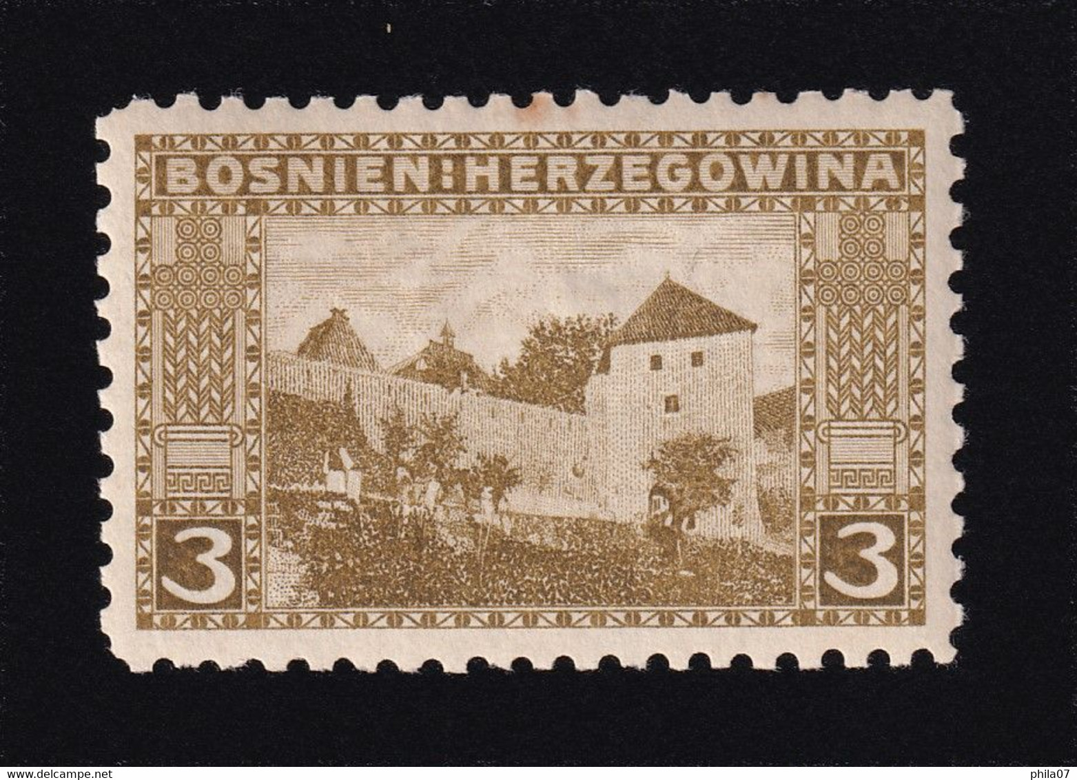 BOSNIA AND HERZEGOVINA - Landscape Stamp 3 Hellera, Perforation 9 ½, MH - Bosnie-Herzegovine