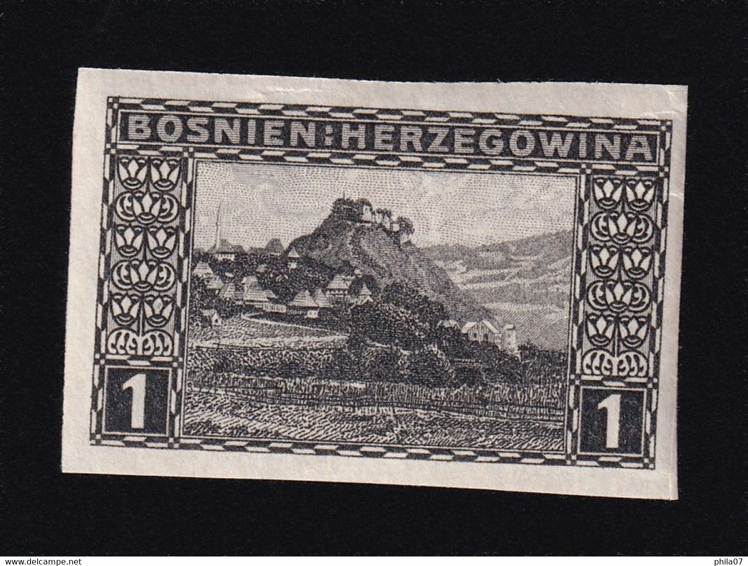 BOSNIA AND HERZEGOVINA - Landscape Stamp 1 Heller, Imperforate Stamp, MNH - Bosnie-Herzegovine