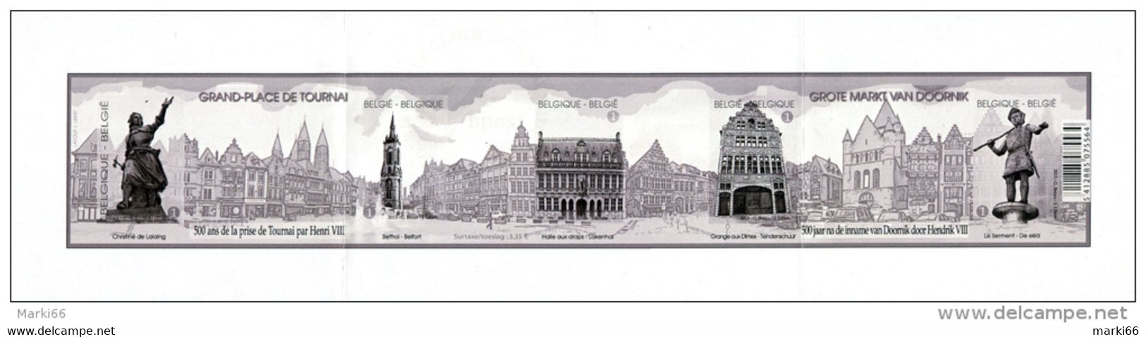 Belgium - 2013 - World Heritage - Tournai Main Square - Mint Souvenir Sheet Proof (blackprint) - Proeven & Herdruk