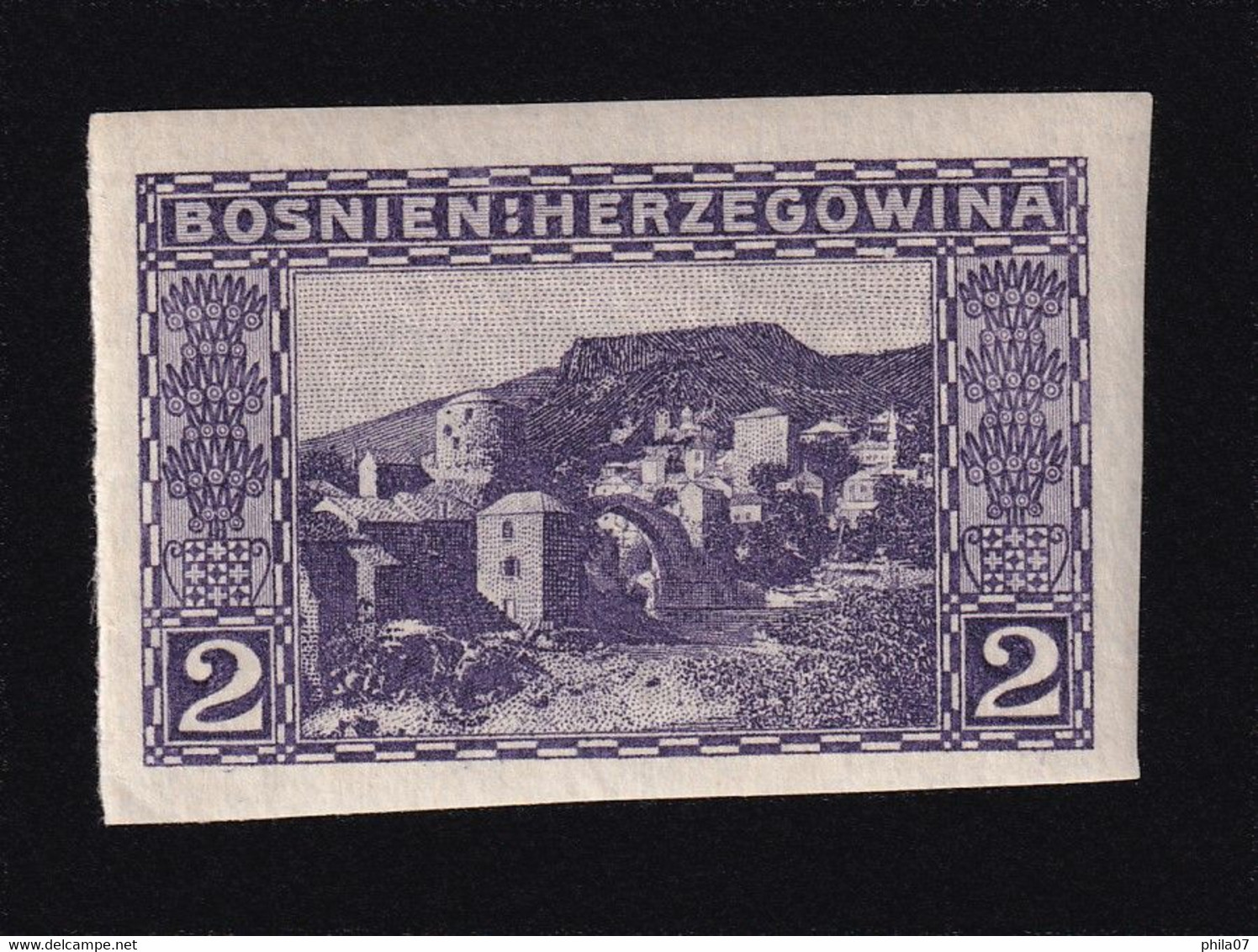 BOSNIA AND HERZEGOVINA - Landscape Stamp 2 Heller, Imperforate Stamp, MH - Bosnie-Herzegovine