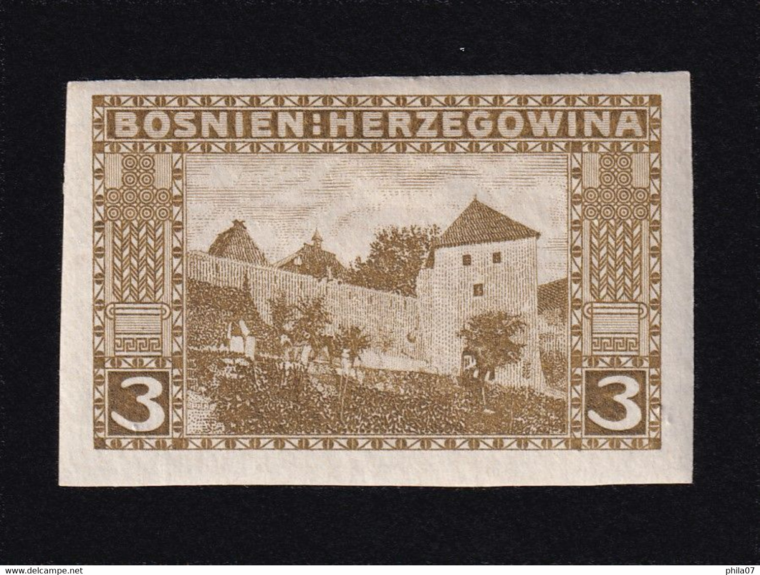 BOSNIA AND HERZEGOVINA - Landscape Stamp 3 Heller, Imperforate Stamp, MH - Bosnie-Herzegovine