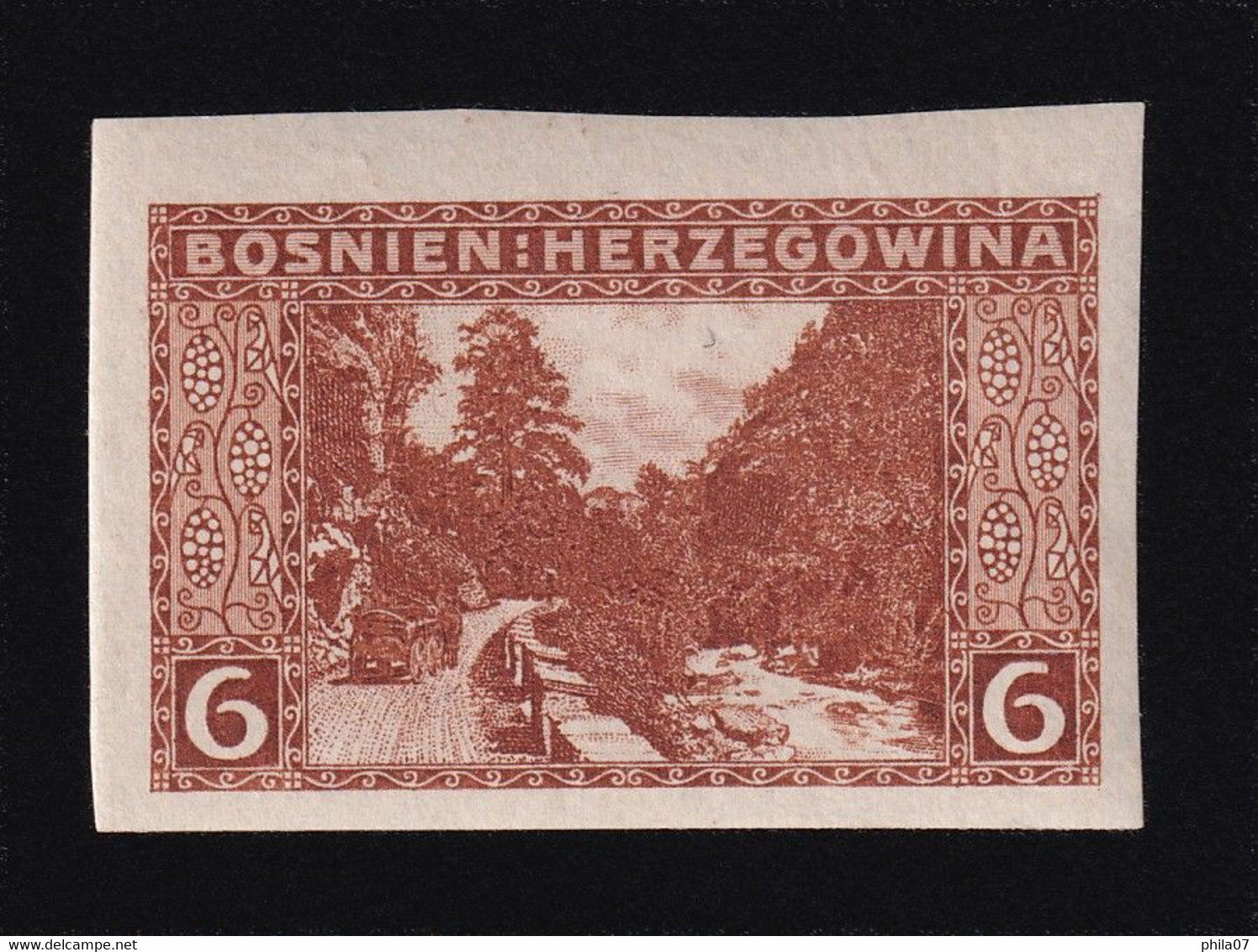 BOSNIA AND HERZEGOVINA - Landscape Stamp 6 Heller, Imperforate Stamp, MH - Bosnia Erzegovina