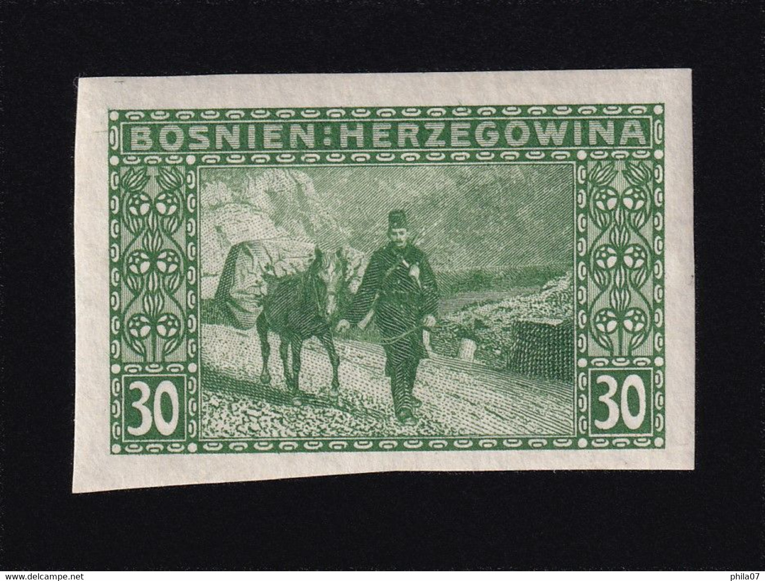 BOSNIA AND HERZEGOVINA - Landscape Stamp 30 Heller, Imperforate Stamp, MH - Bosnie-Herzegovine