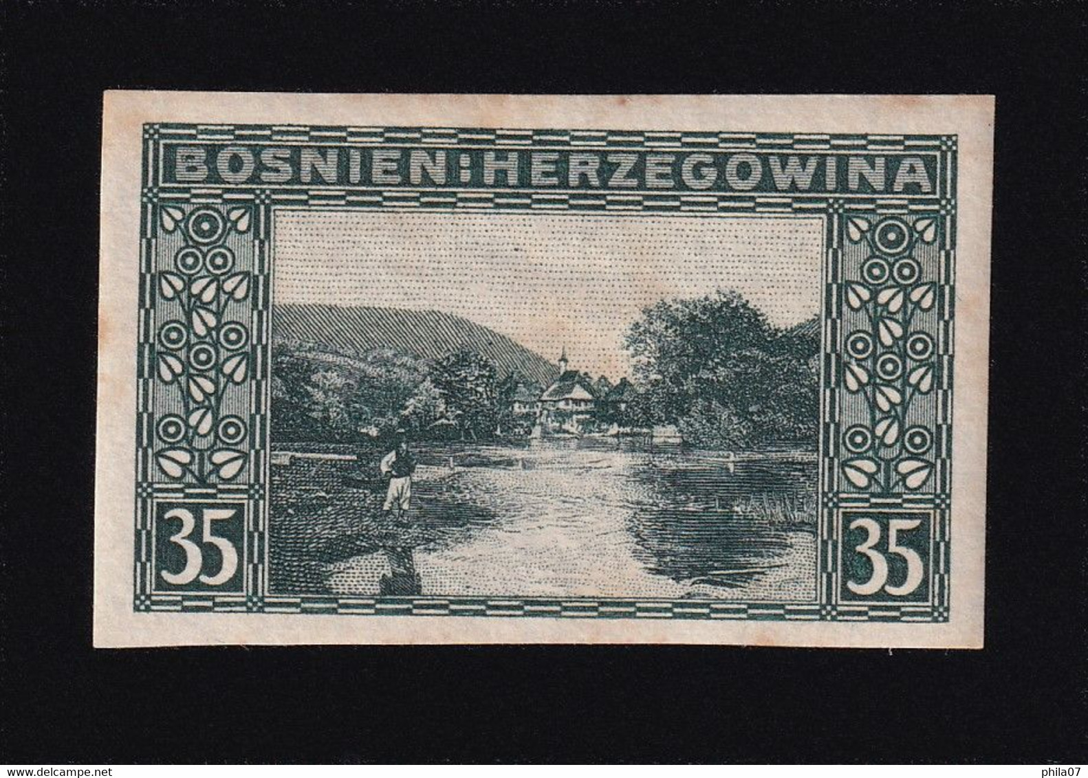 BOSNIA AND HERZEGOVINA - Landscape Stamp 35 Heller, Imperforate Stamp, MH - Bosnië En Herzegovina
