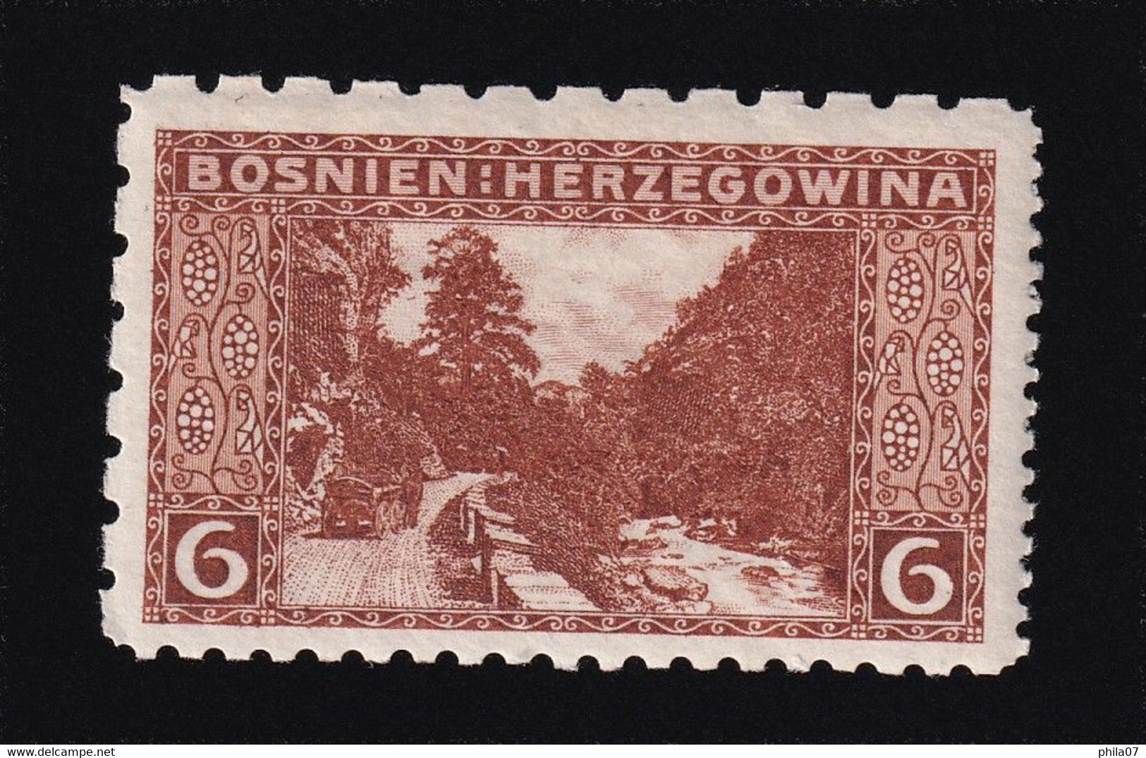 BOSNIA AND HERZEGOVINA - Landscape Stamp, 6 Heller, With Mixed Perforation Different Position 9 ½:6:6:12 ½, MH - Bosnia And Herzegovina