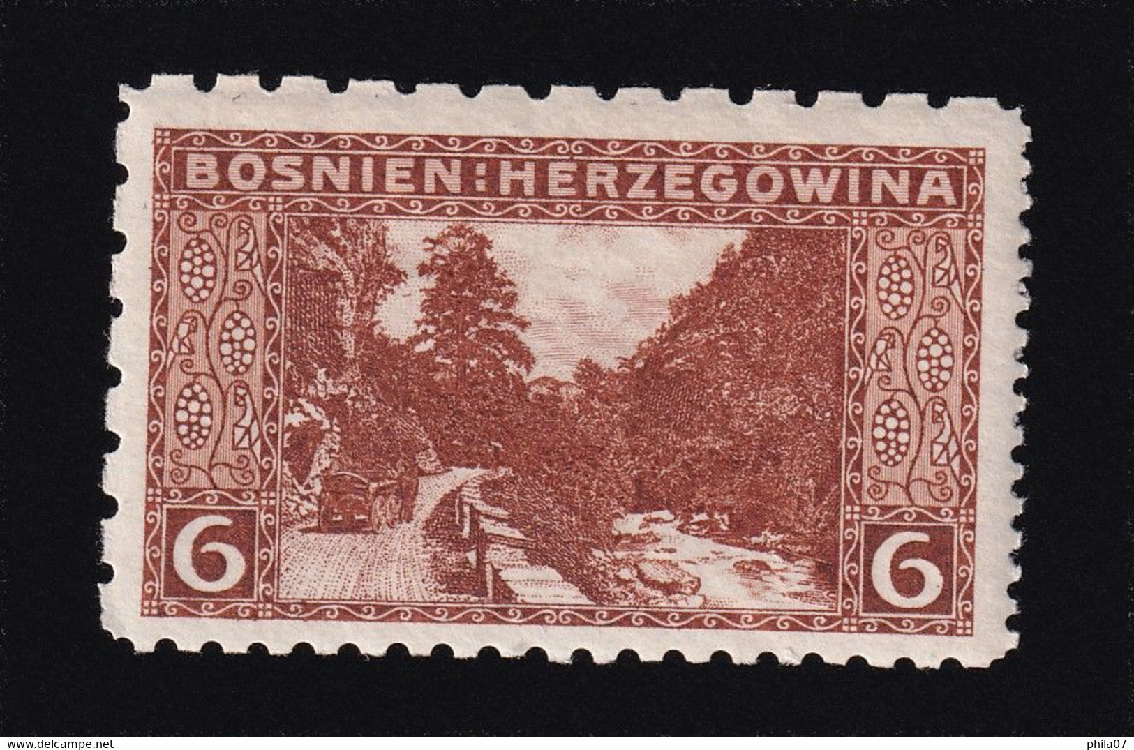 BOSNIA AND HERZEGOVINA - Landscape Stamp, 6 Heller, With Mixed Perforation Different Position 9 ½:6:6:12 ½, MH - Bosnië En Herzegovina