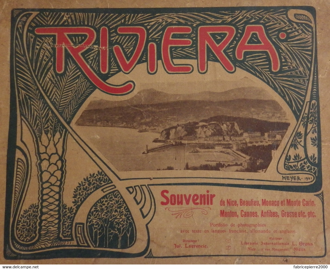 RIVIERA Souvenir De Nice Beaulieu Monaco Monte-Carlo Menton Cannes Antibes Grasse 1901 Giletta Trilingue Gross TBE - Côte D'Azur