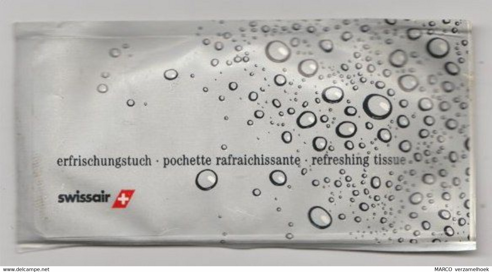 Swissair Zwitserland-suisse (CH) Refreshing Tissue-verfrissingsdoekje - Giveaways