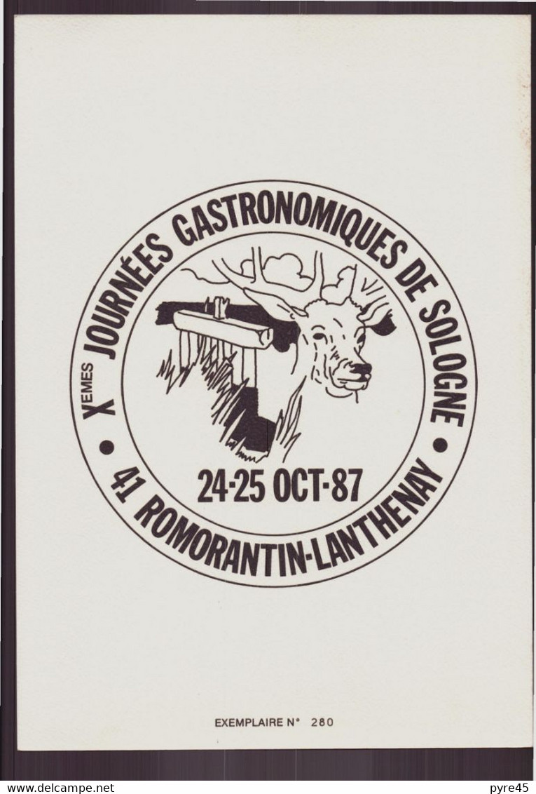 Publicitaire " Journées Gastronomiques De Sologne " Du 24 Octobre 1987 à Romorantin-Lanthenay - Publicités