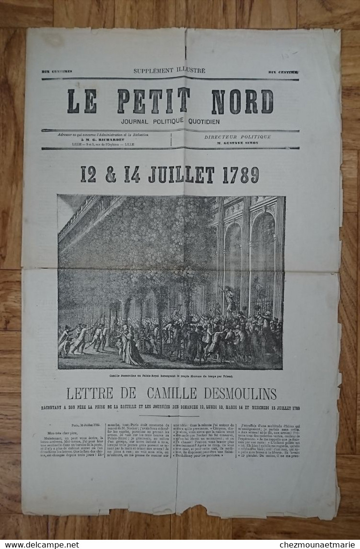 LE PETIT NORD JOURNAL POLITIQUE - SUPPLEMENT SUR LE 12 ET 14 JUILLET 1789 - Ohne Zuordnung