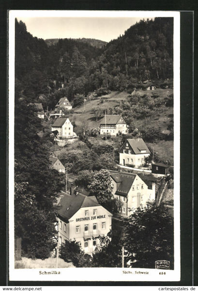 AK Schmilka / Sächs. Schweiz, Ortsansicht Mit Blick Auf Gasthaus Zur Mühle - Schmilka
