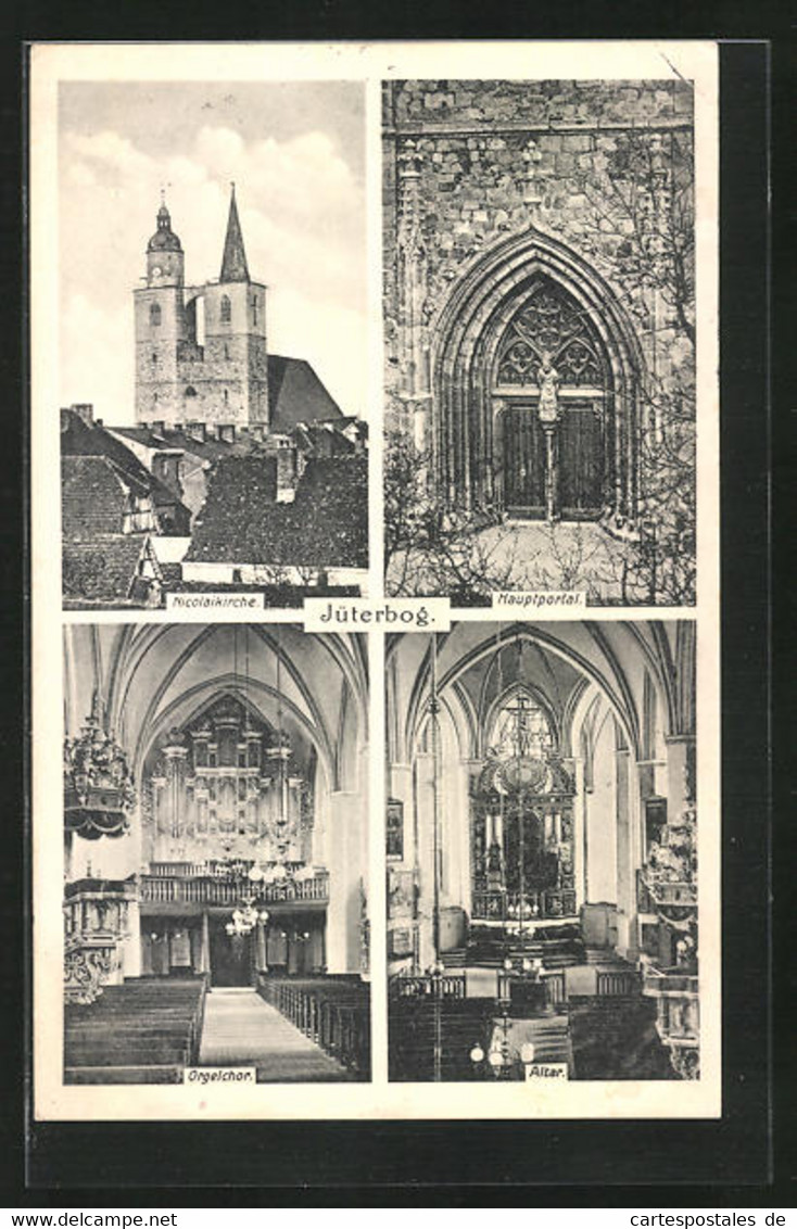 AK Jüterbog, Nikolaikirche Mit Innenansicht - Jueterbog