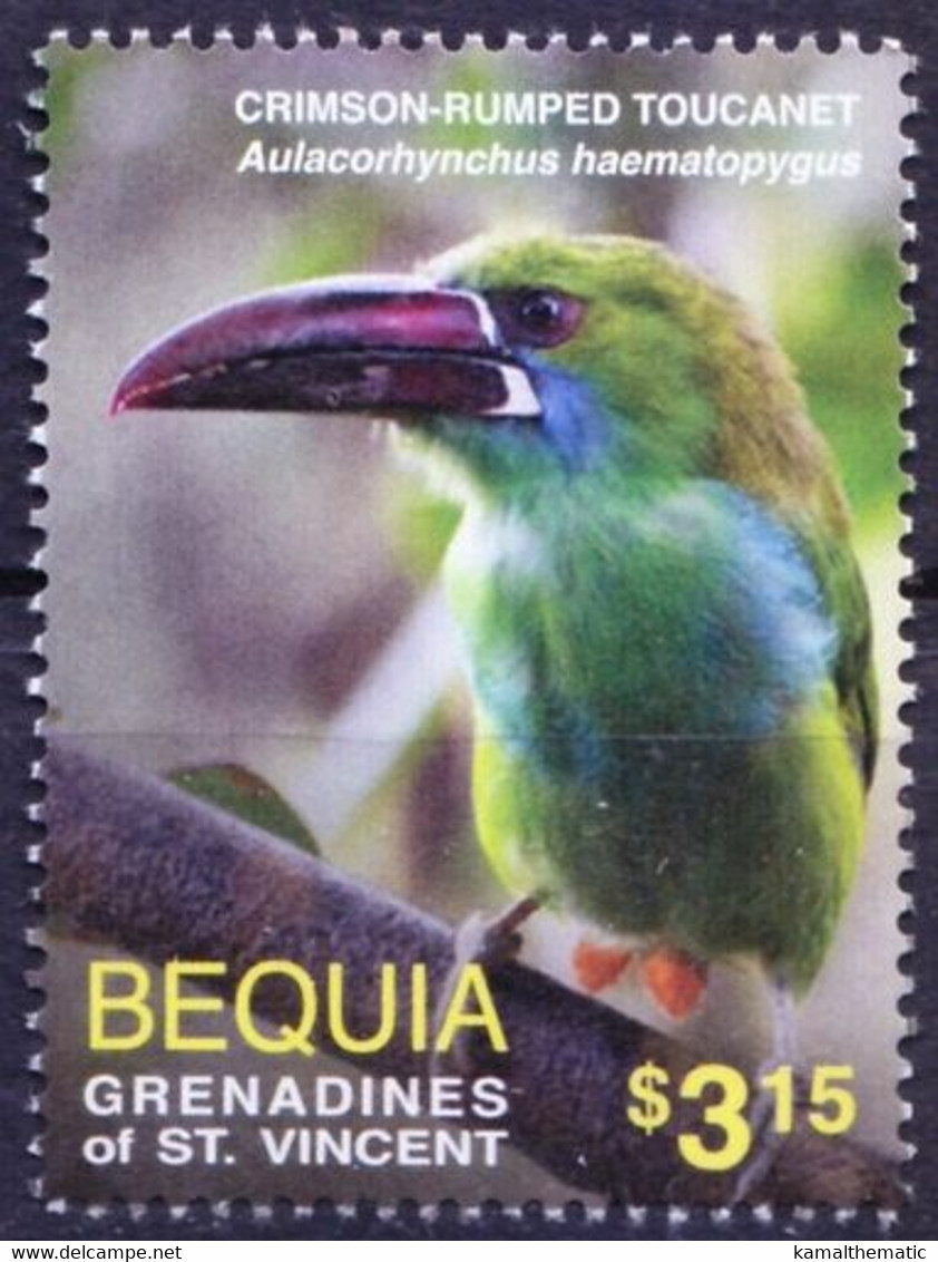 Gr. Of St. Vincent, Bequia 2016 MNH, Crimson-rumped Toucanet, Birds - Cuco, Cuclillos