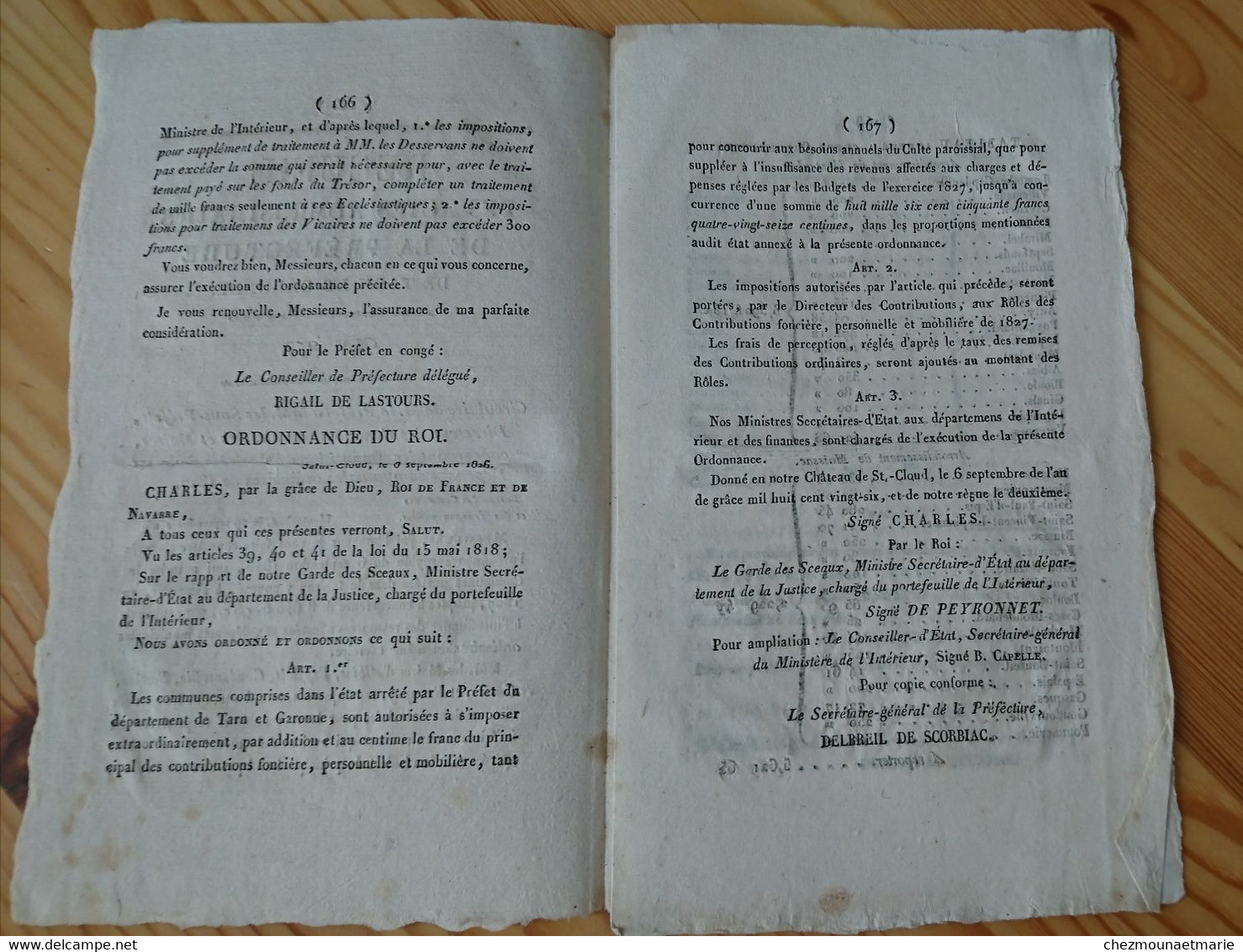 1826 TARN ET GARONNE - RECUEIL N°358 ACTES ADMINISTRATIFS PREFECTURE TARN ET GARONNE - Historische Dokumente